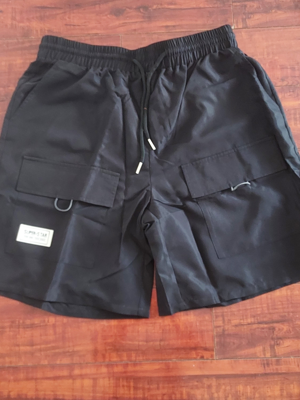 Amazon Men's Black Cargo Shorts with Front Flap Pockets